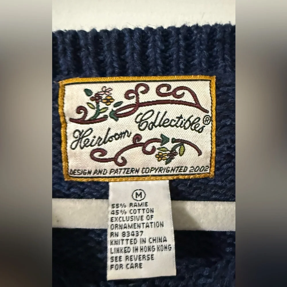Vintage Christmas Sweater Heirloom Collectibles Medium Blue Snowman - Picture 4 of 6